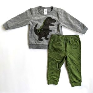 Carter's Two Piece Matching Sweats Set with Dinosaur Print